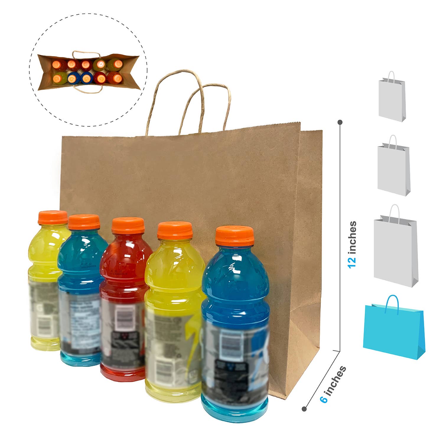 Vogue 16x6x12 inches Kraft Paper Bag Twisted Handles: 250 bags - $0.4/pc