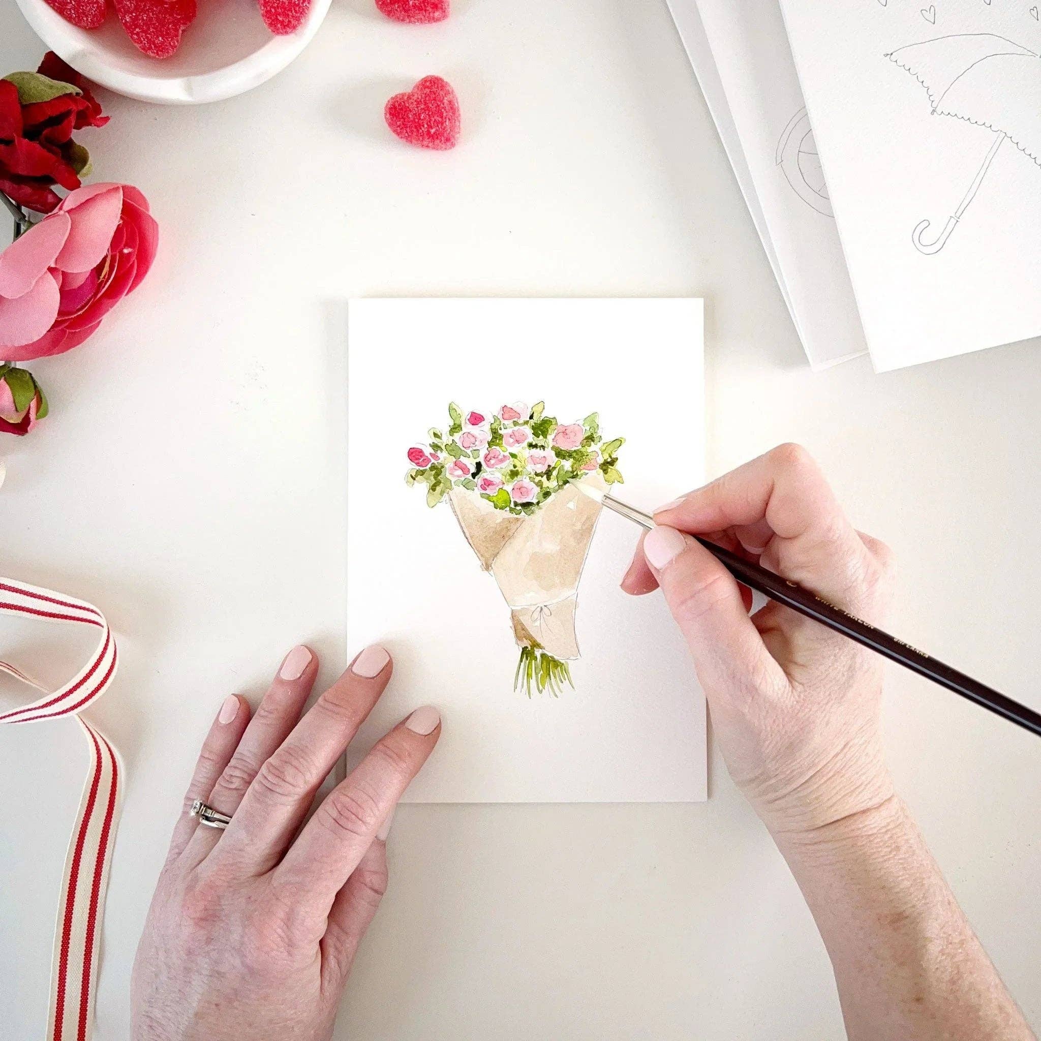 Love sweet love paintable watercolor notecard set