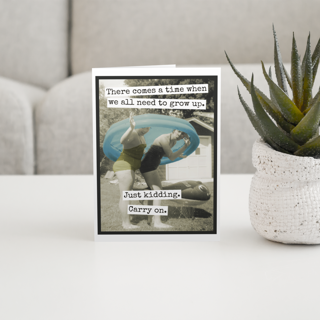 Funny Birthday Card. jk Carry On. Vintage Photo Greeting.