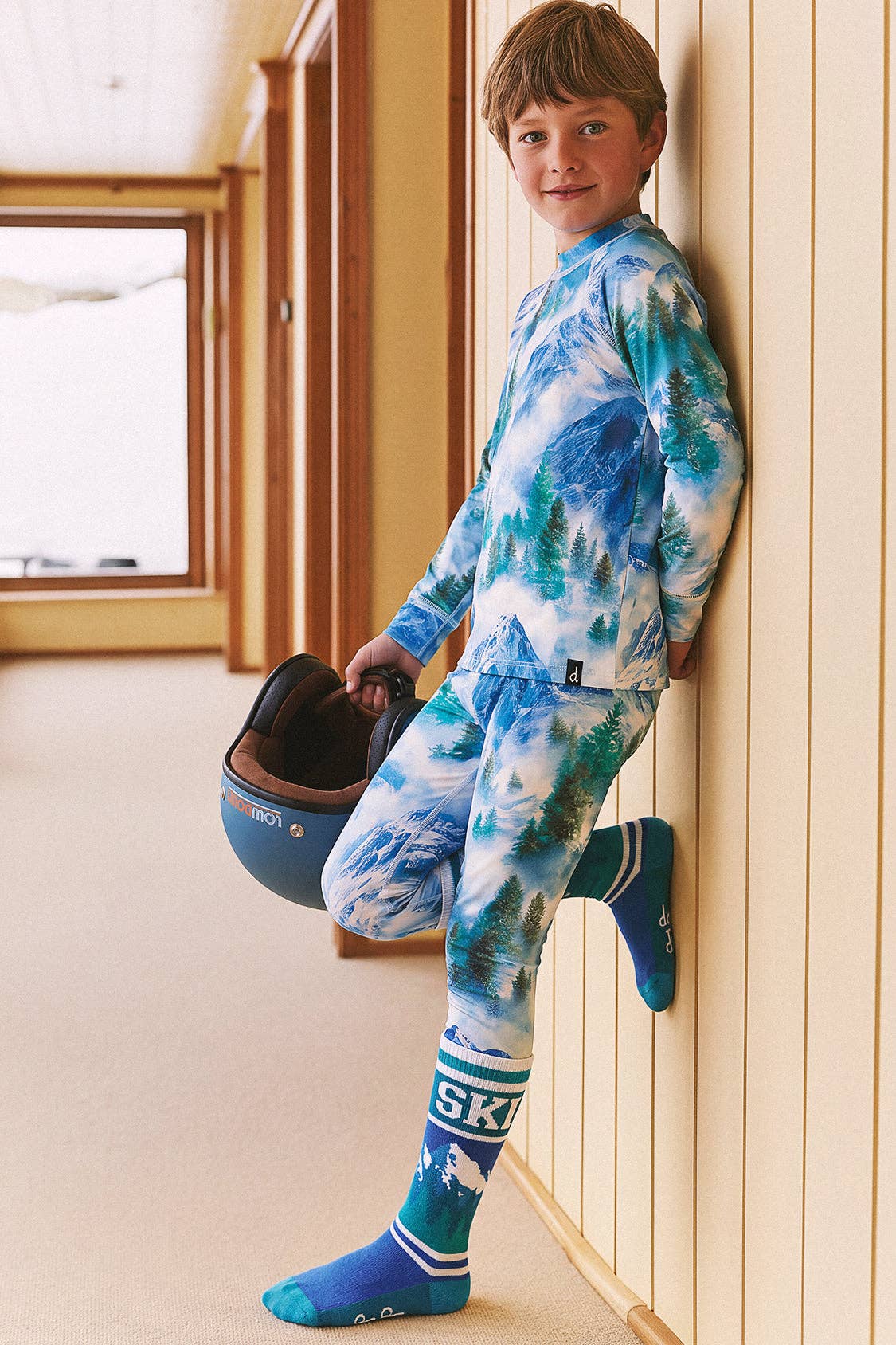 Two Piece Thermal Underwear Blue Mountain Print: 4