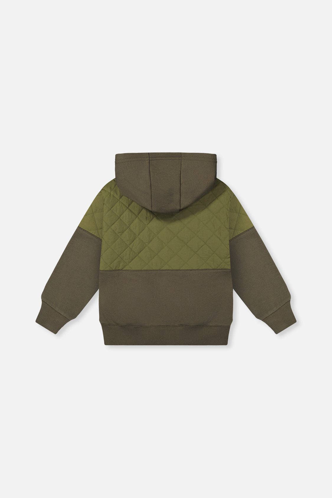 Full Zip Hooded Bi-Material Cardigan Green: 7