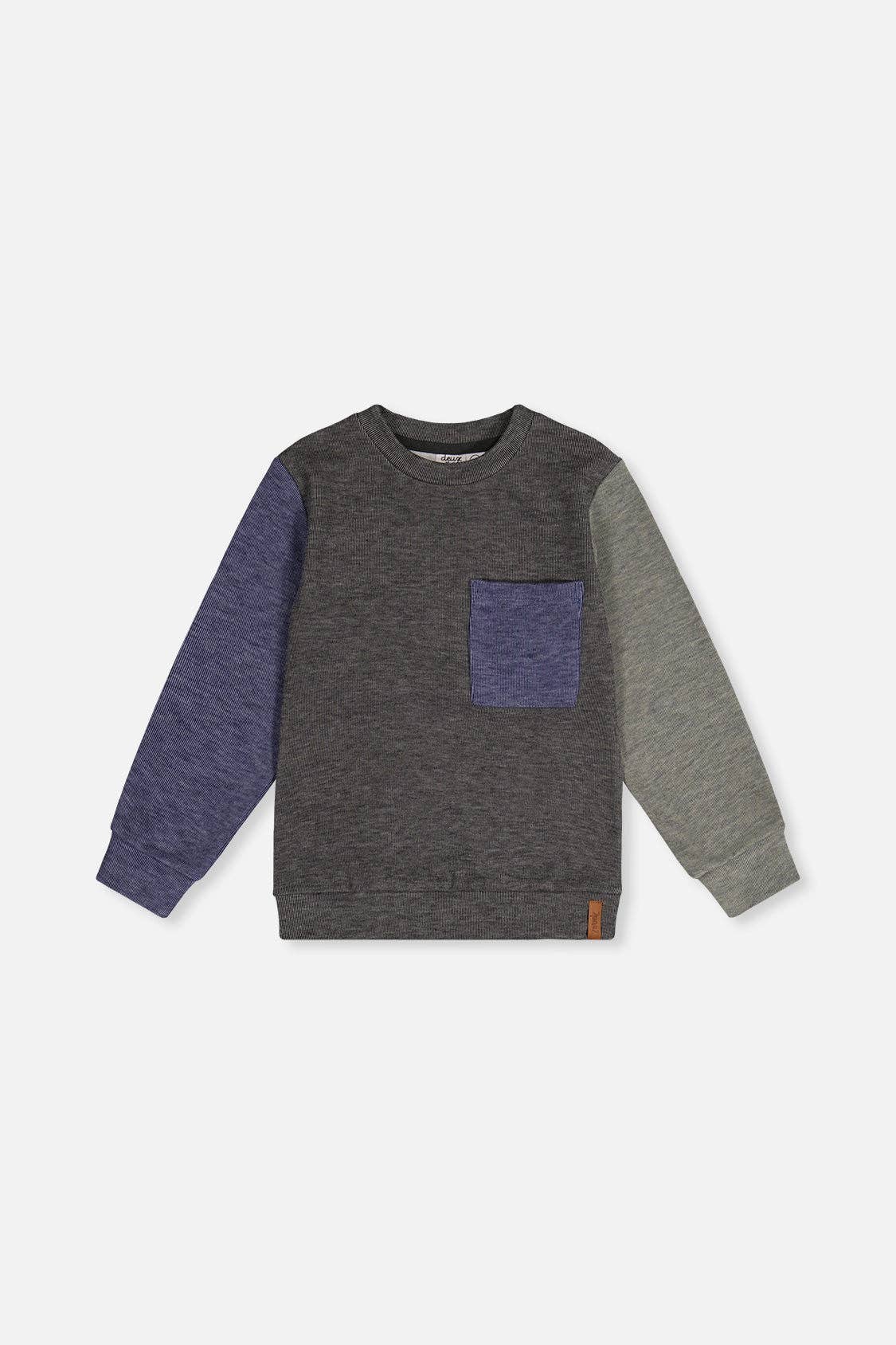 Colorblock Brushed Jersey Top With Chest Pocket Grey Brown: 7
