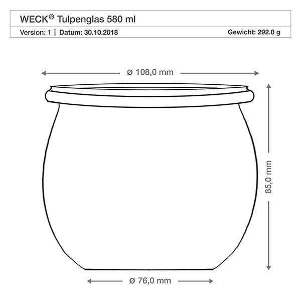 WECK® Tulip Glass Jar 580ml: Jars & All Accessories