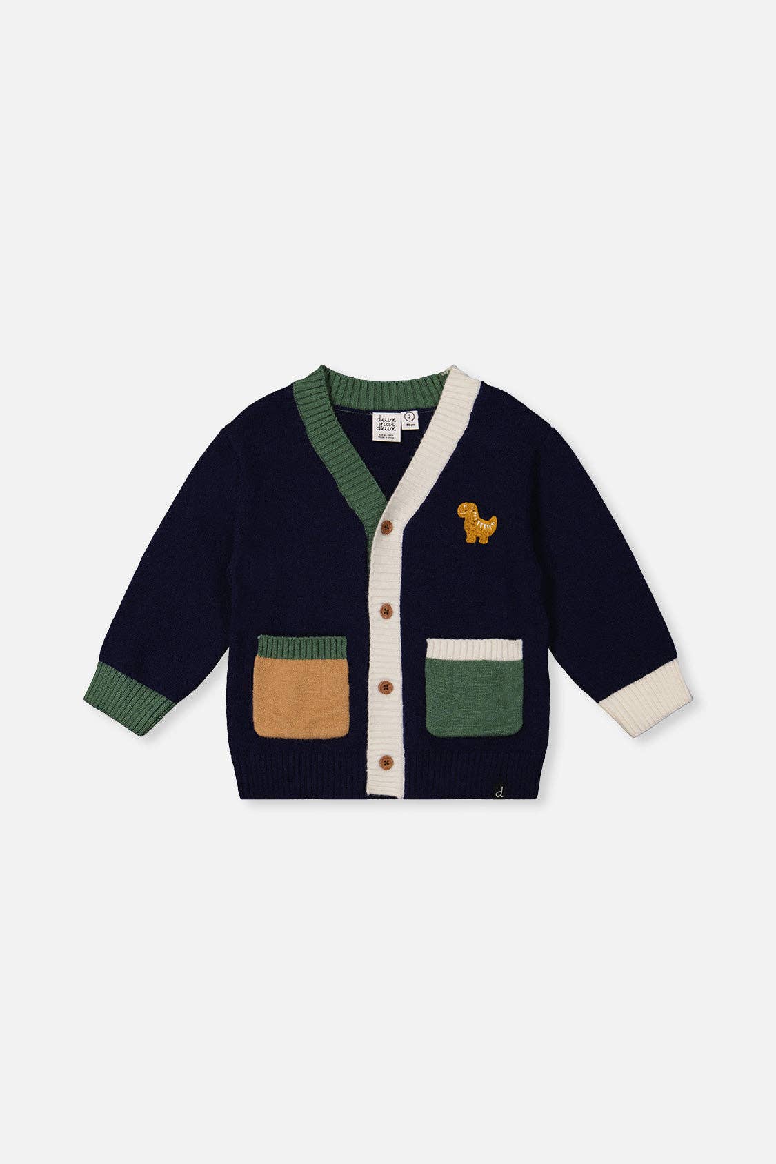 Knit Cardigan With Dino Dark Blue, Green And Yellow: 6