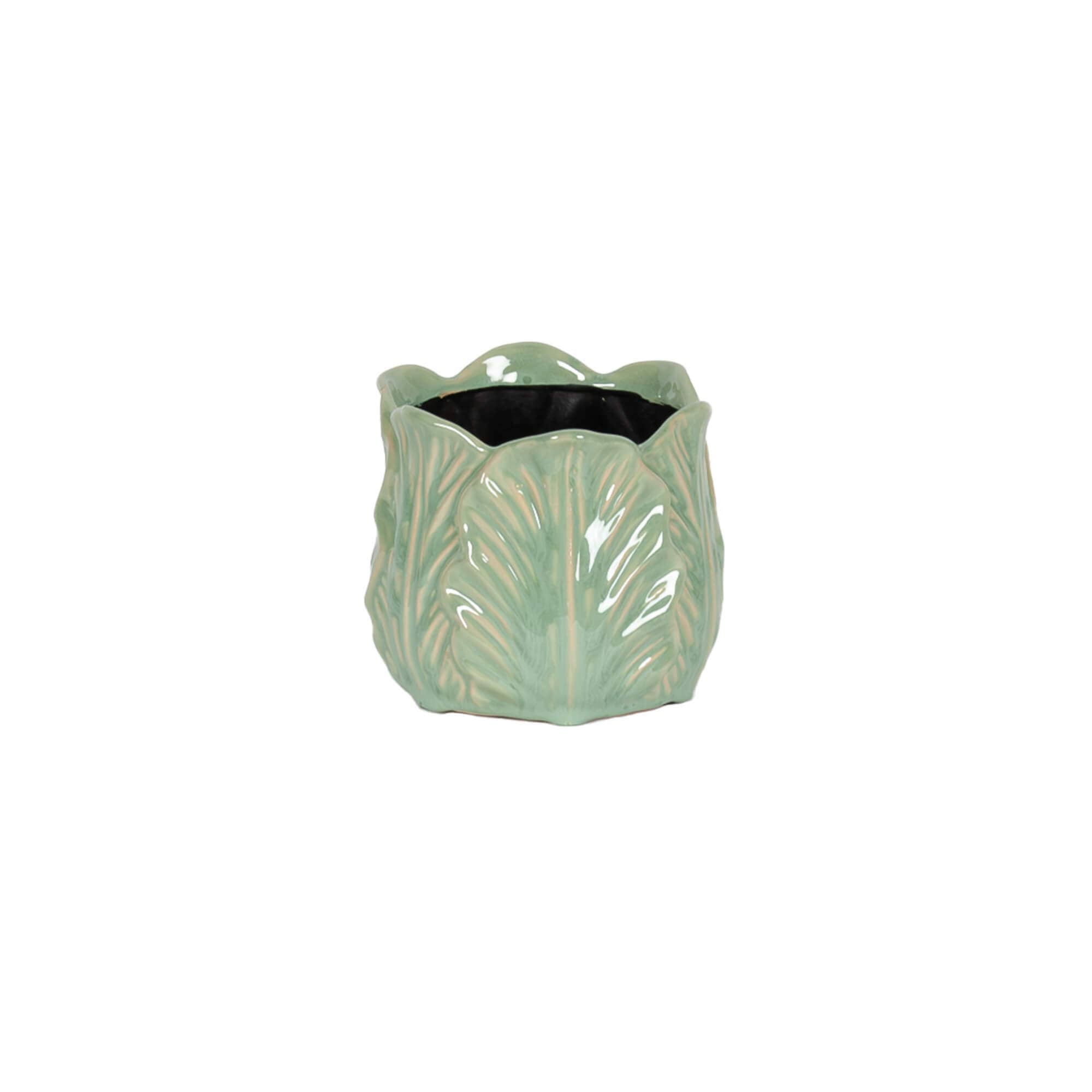 GREEN CABBAGE POT SMALL: Ceramic