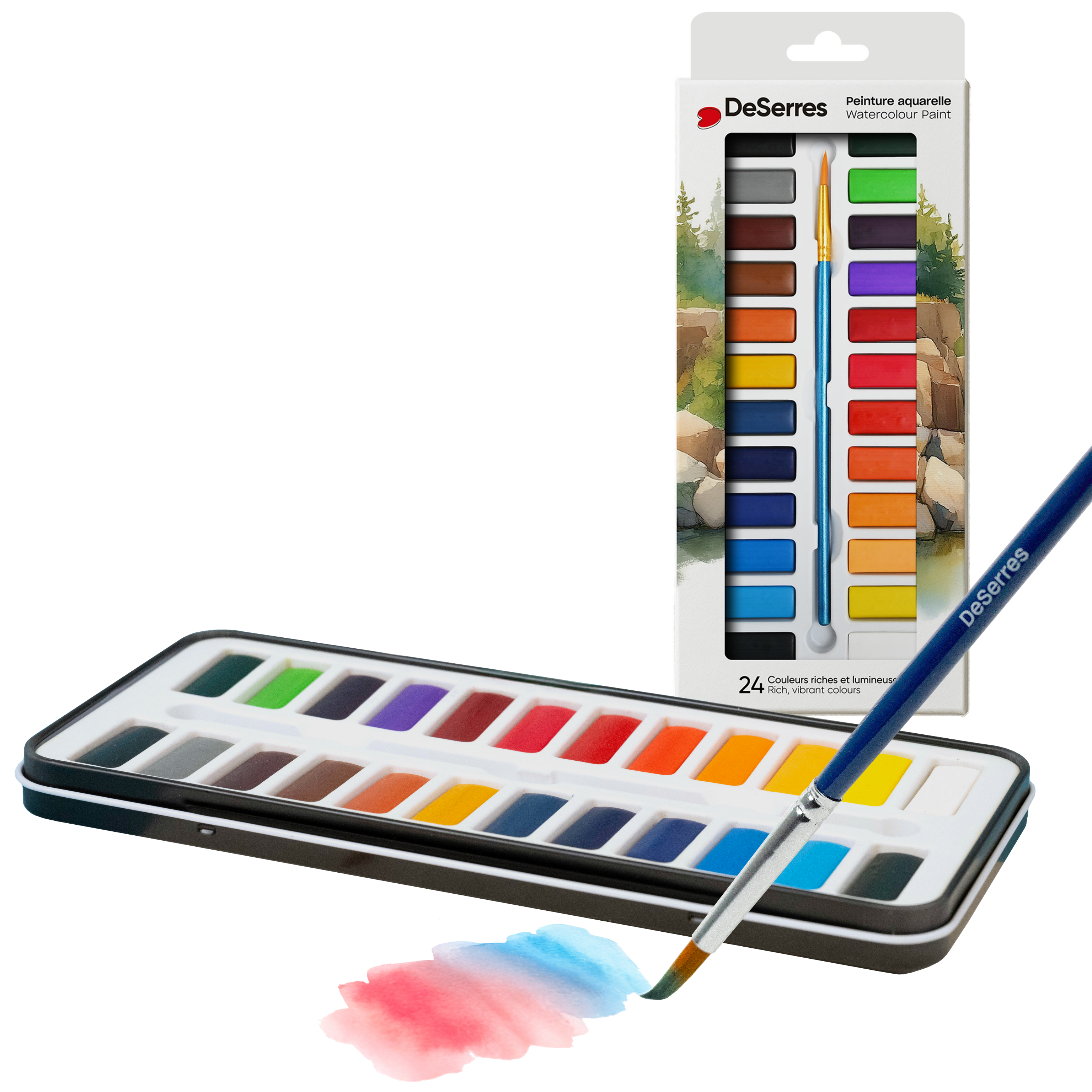 WATERCOLOUR KIT- 24 HALF PANS