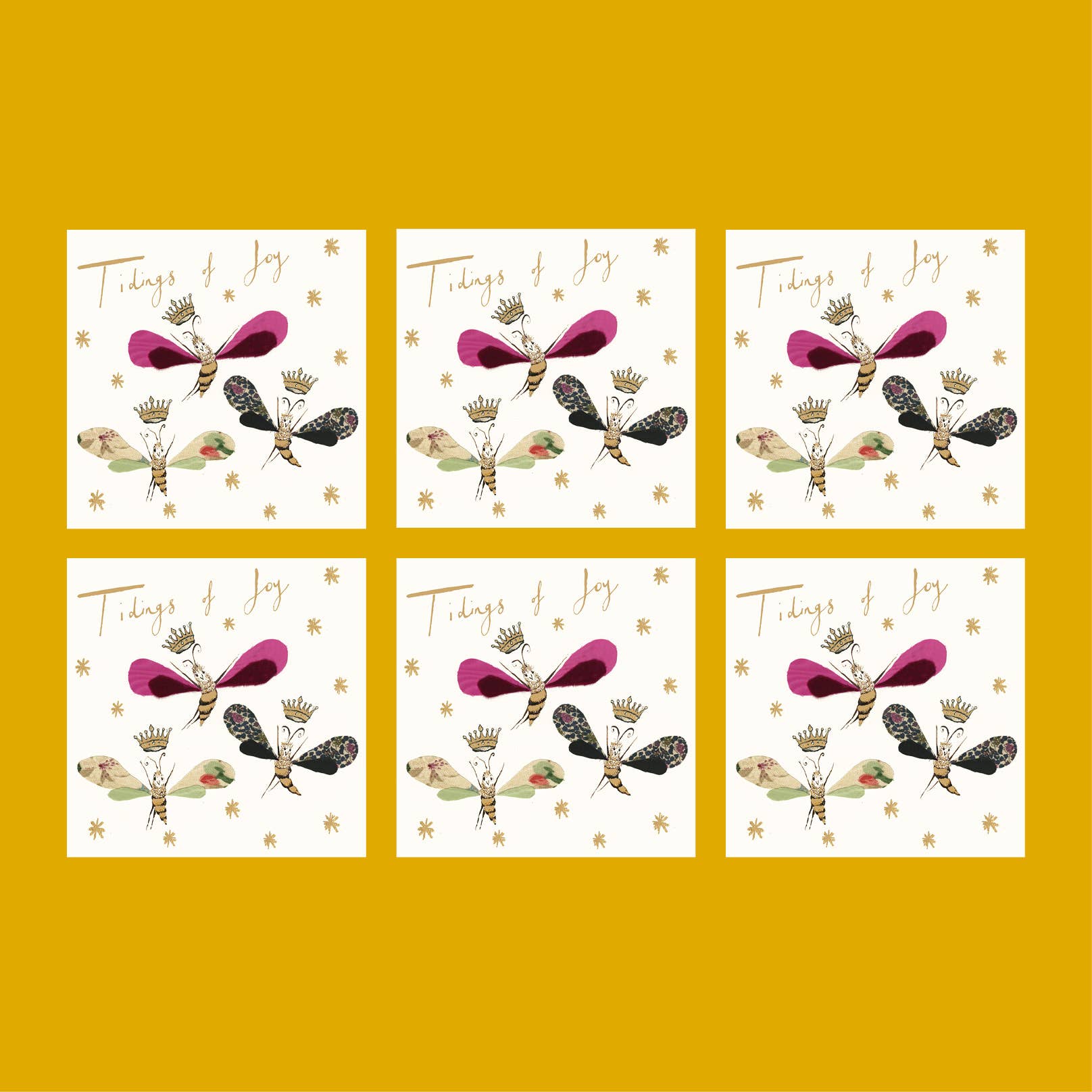 Tidings Of Joy Gold Foil Christmas Card Pack (Pack of 6)