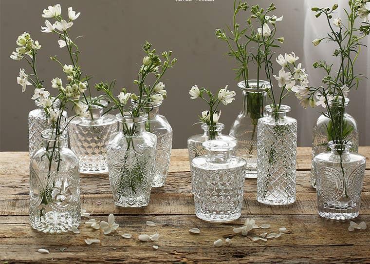 Bud Vases for Centerpiece, Rustic Decorative Vases, Clear: Style B