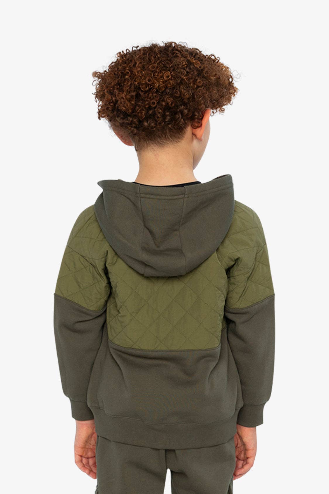 Full Zip Hooded Bi-Material Cardigan Green: 7