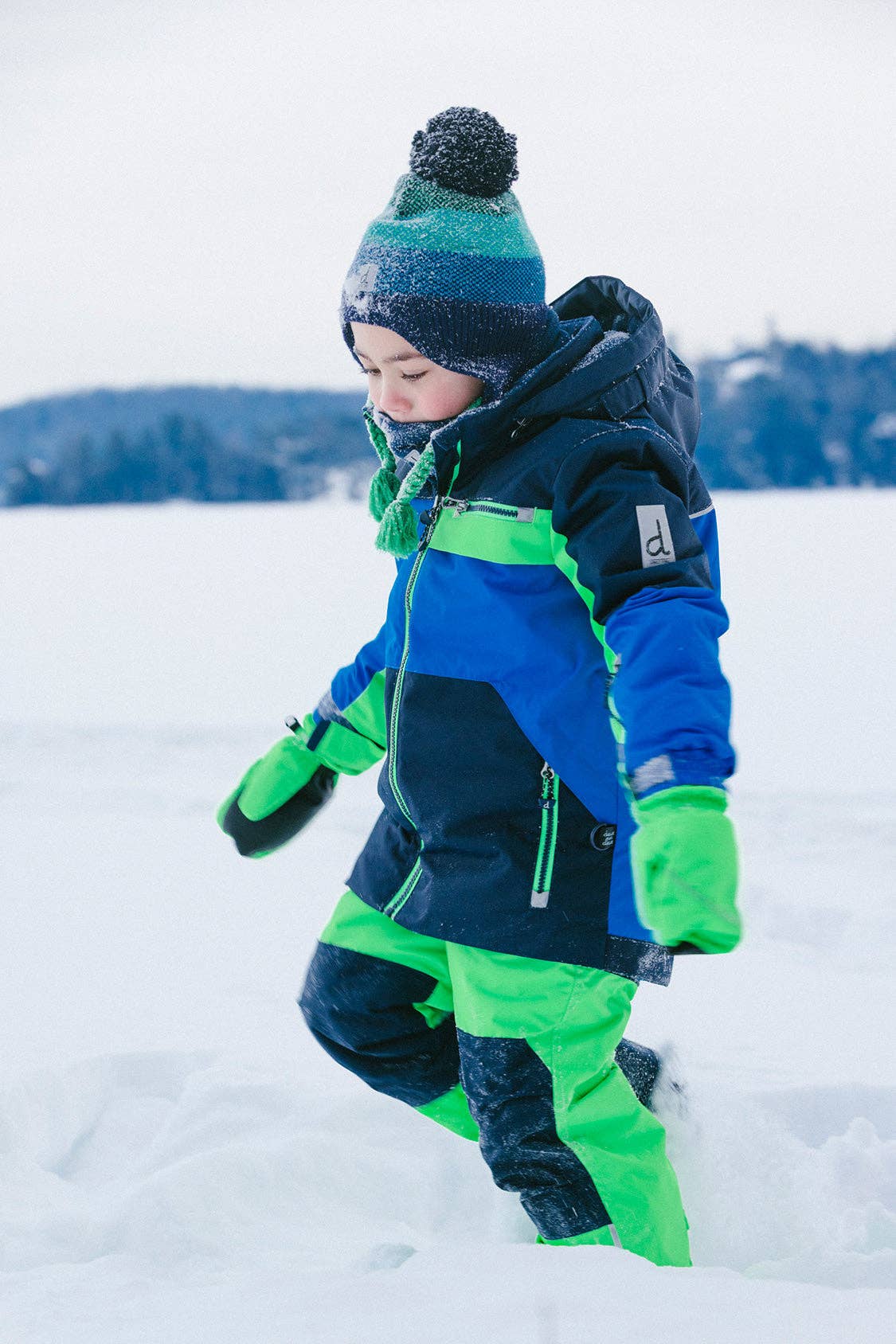 Two Piece Play Snowsuit Royal Blue And Green Colorblock: 6