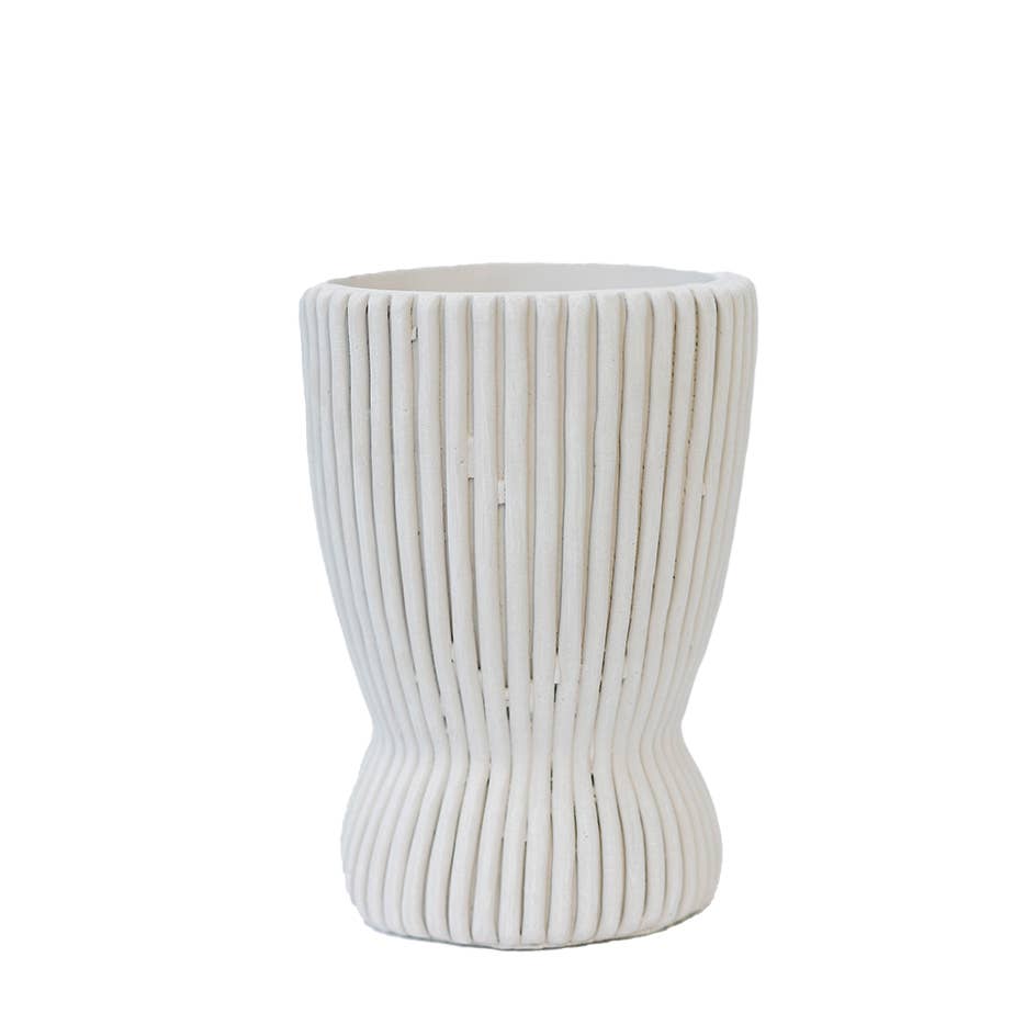 Ribbed Cement Flower Pot