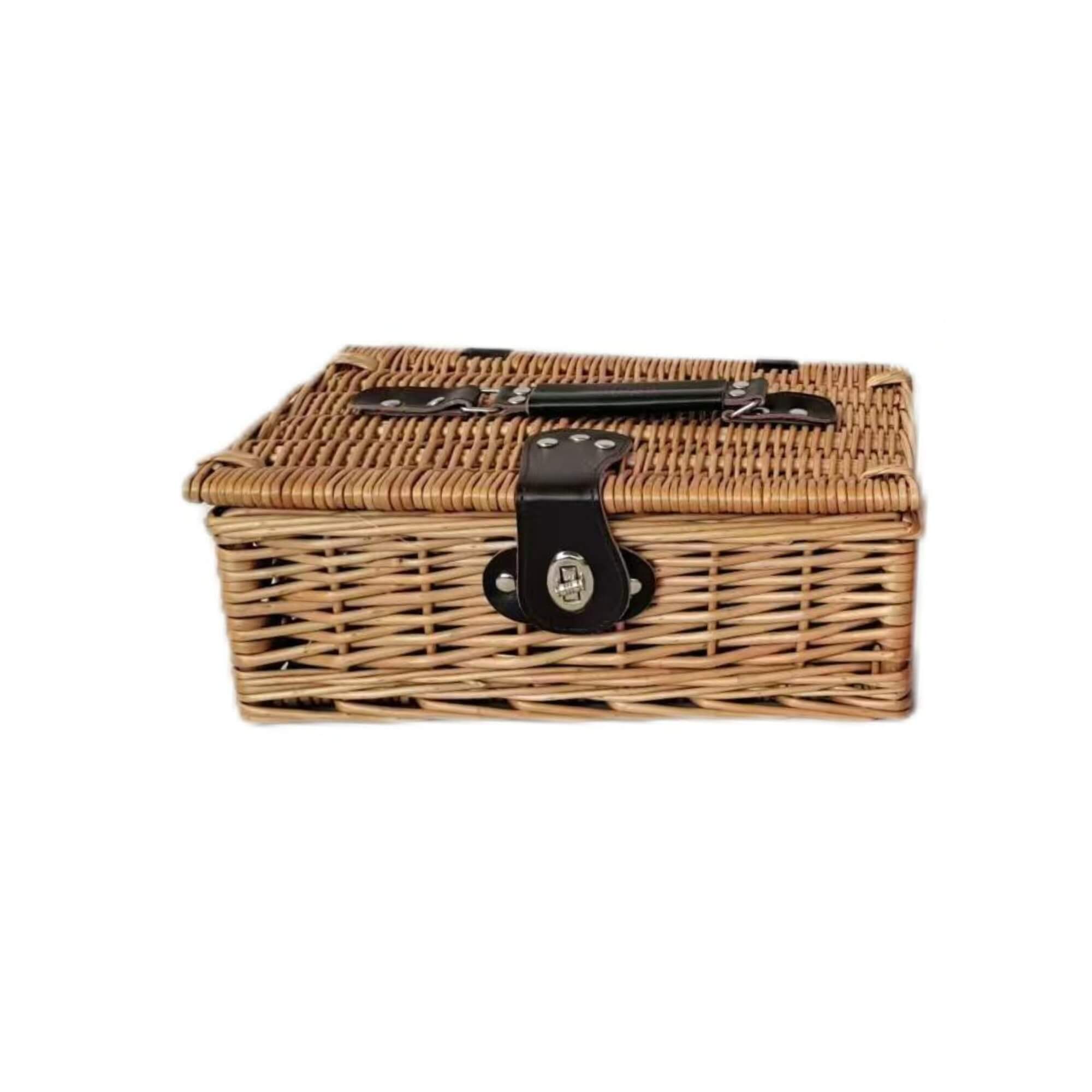 SMALL RECT WILLOW HAMPER LEATHER STRAPS