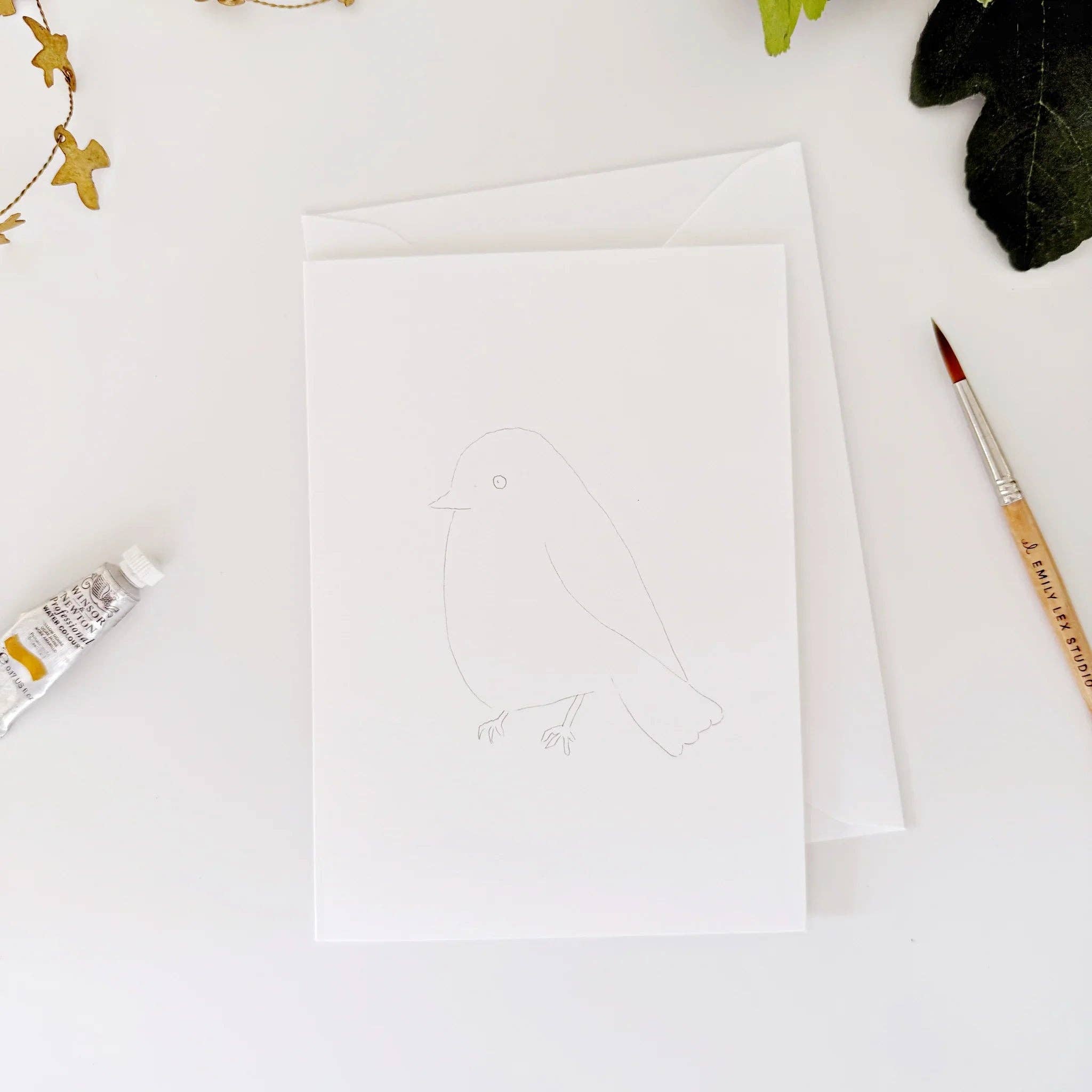 Birds paintable watercolor notecard set