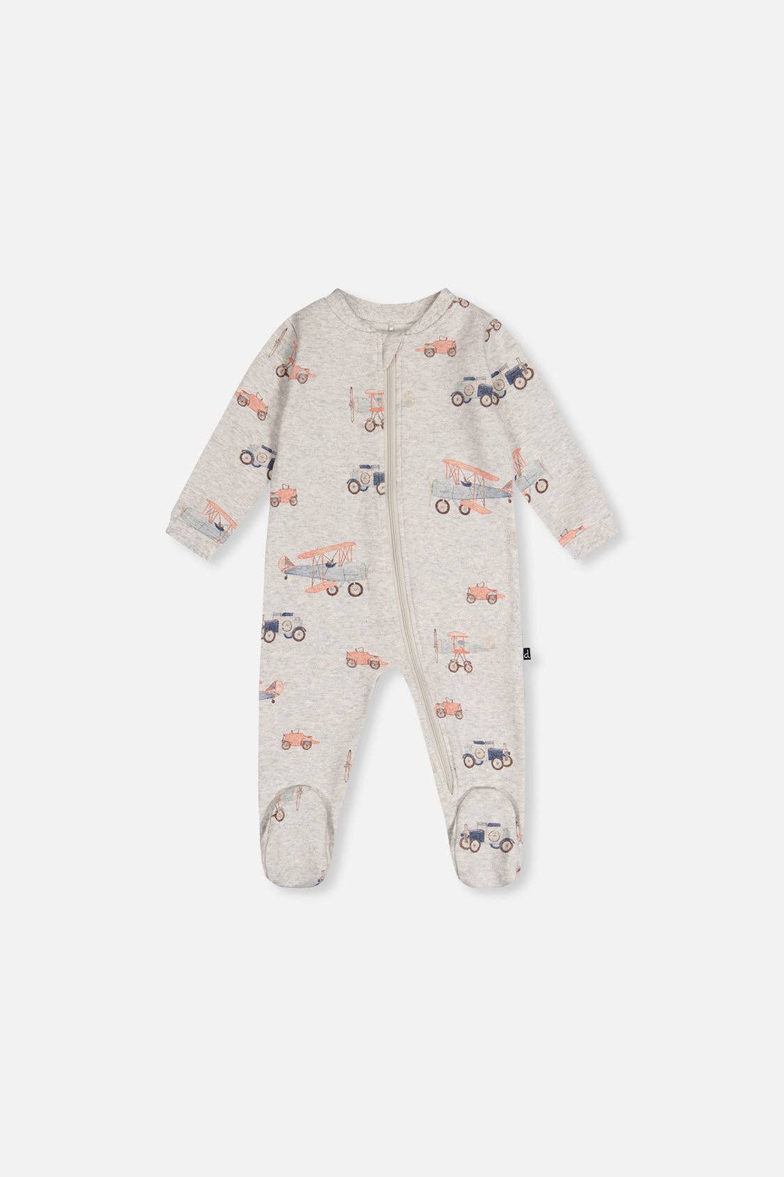 Baby Organic Cotton One Piece Pajama Beige Airplane Print: 12m
