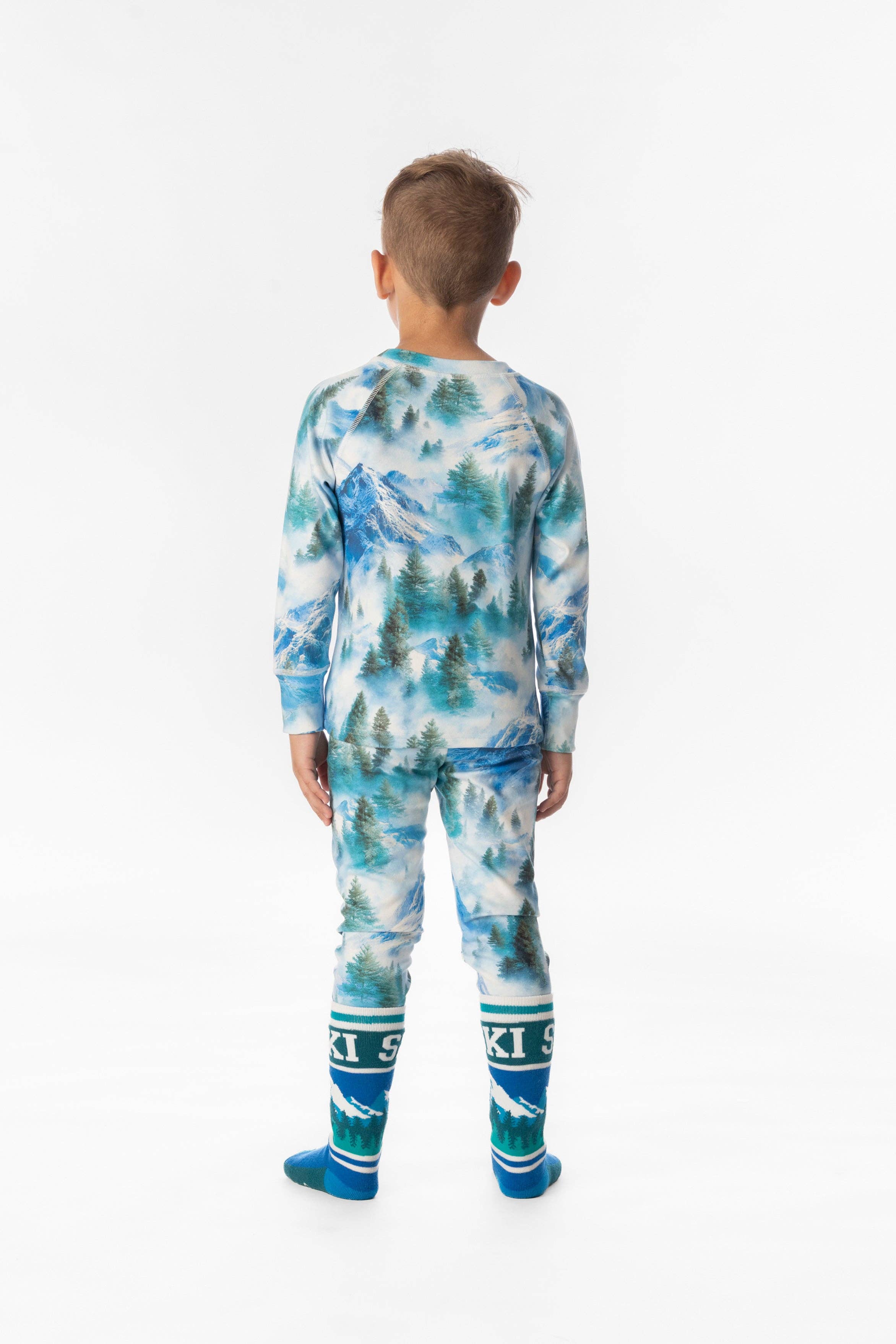 Two Piece Thermal Underwear Blue Mountain Print: 3