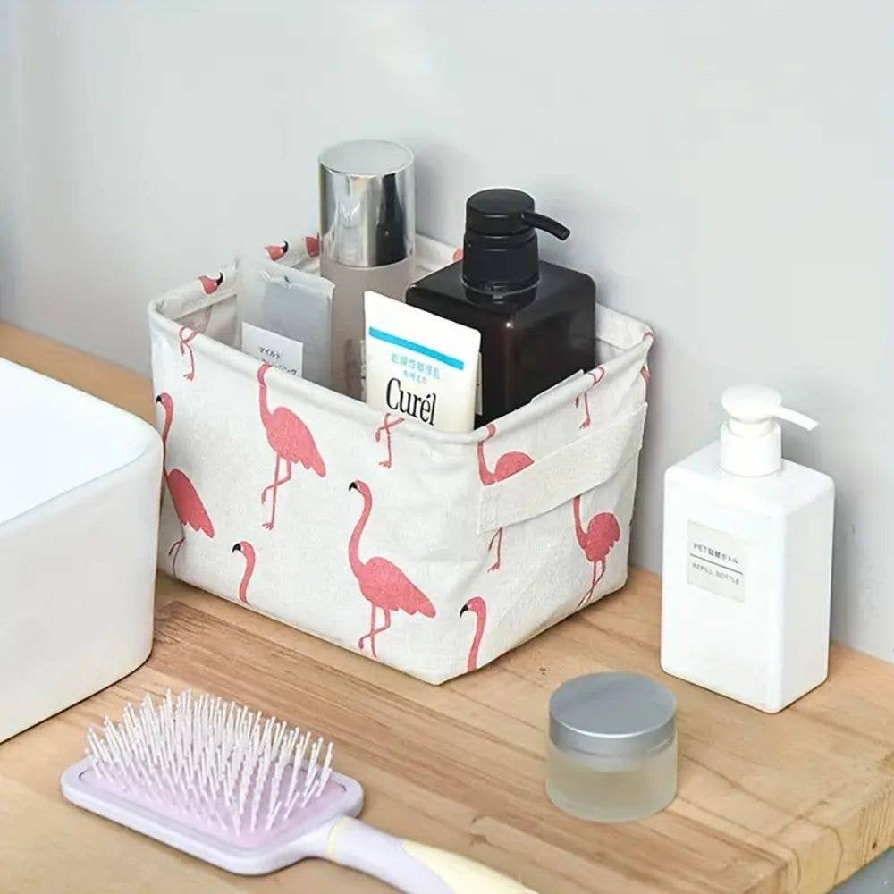Storage Cloth Basket: Pink Flamingo