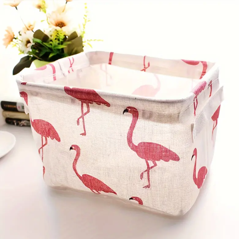 Storage Cloth Basket: Pink Flamingo