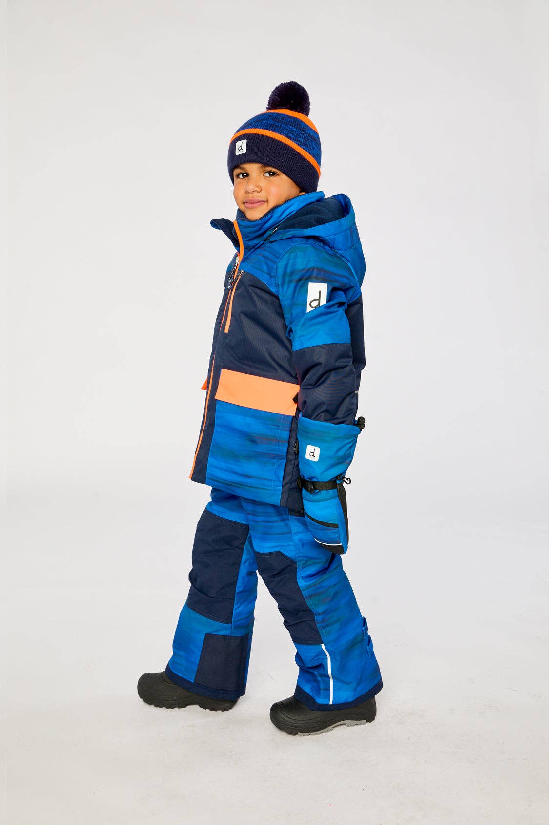 Two Piece Play Snowsuit Navy Blue And Orange With Blue Pants: 5