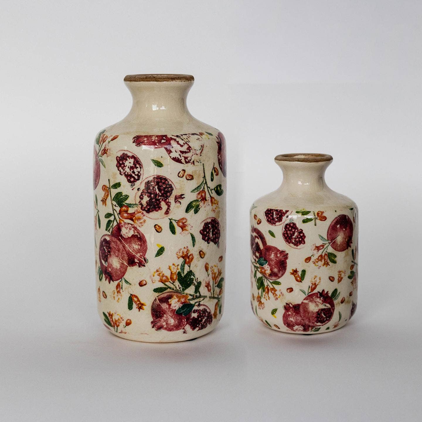 Tall Ceramic Vase With Floral Design, Large