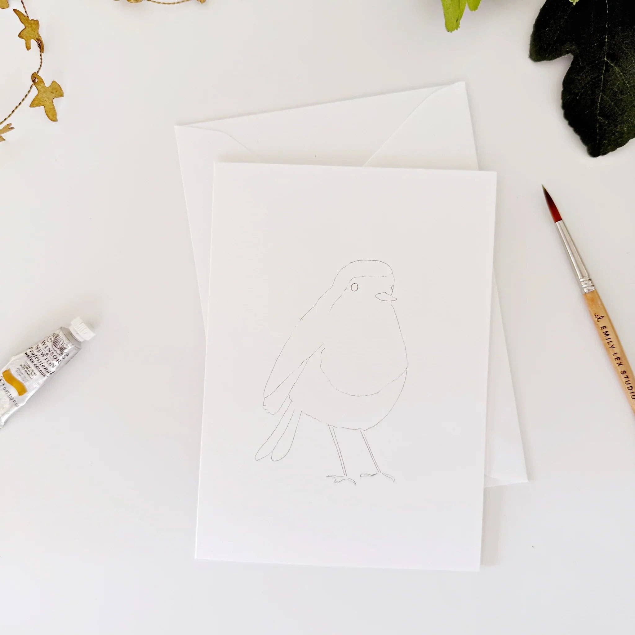 Birds paintable watercolor notecard set