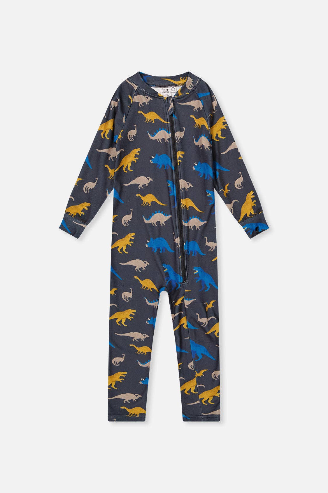 Baby One Piece Thermal Underwear Grey & Blue Dinosaur Print: 12m