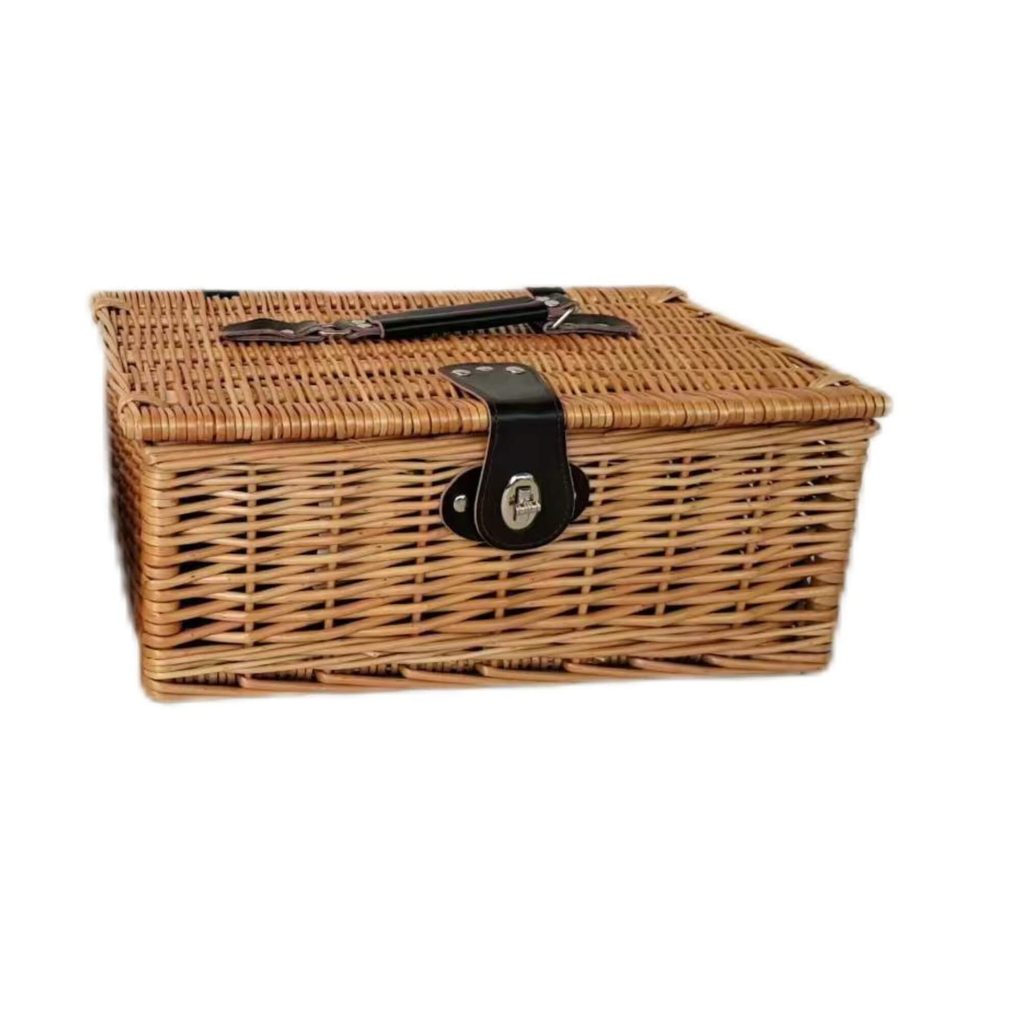 LARGE RECT WILLOW HAMPER LEATHER STRAPS