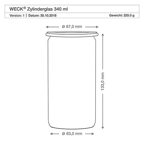 WECK® Cylindrical Glass Jar 340ml: Jars & All Accessories