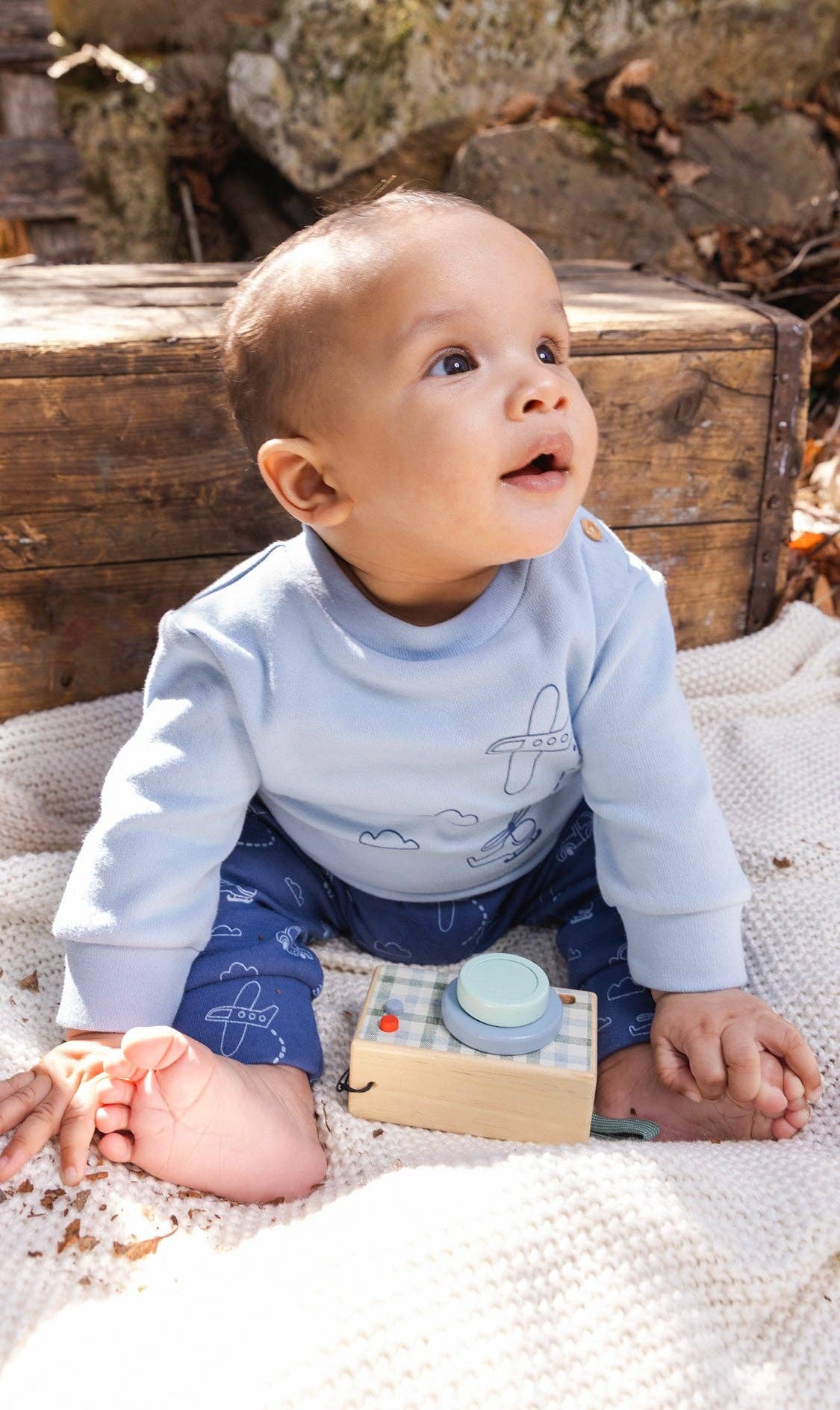 Organic Cotton Pants And Top Set Sky Blue: 12m