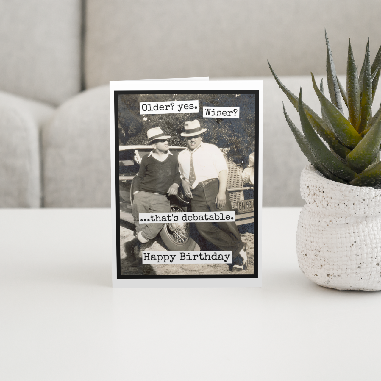 Funny Birthday Card For Man. Older? Yes. Wiser? Debatable