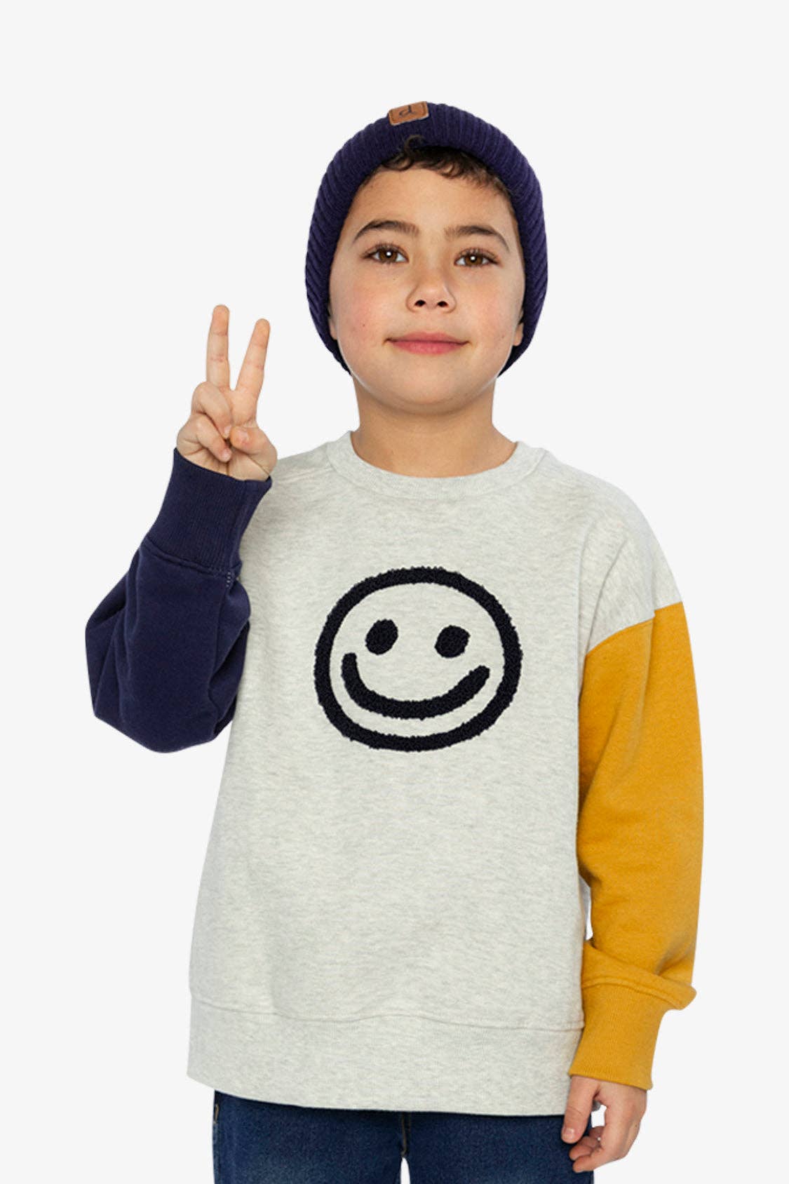 Fleece Sweatshirt Heather Grey, Yellow And Blue: 5