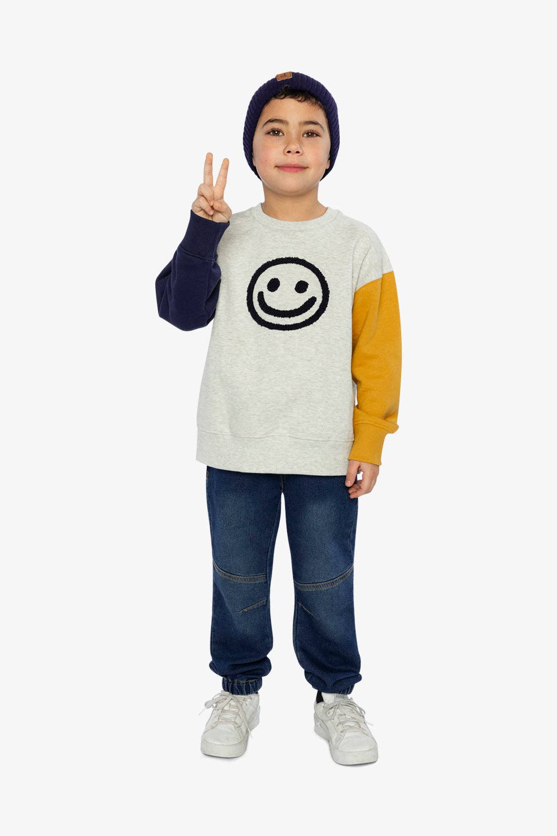 Fleece Sweatshirt Heather Grey, Yellow And Blue: 5