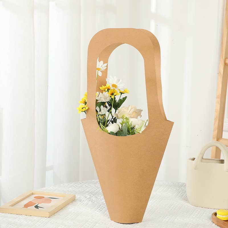20pcs, 3 sizes kraft paper flower Bouquet sleeve w/ handle: Small