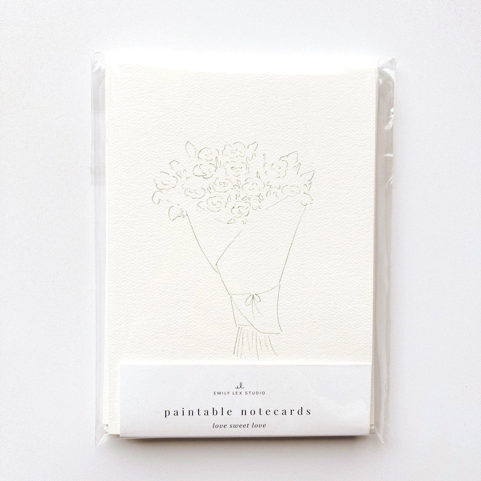 Love sweet love paintable watercolor notecard set