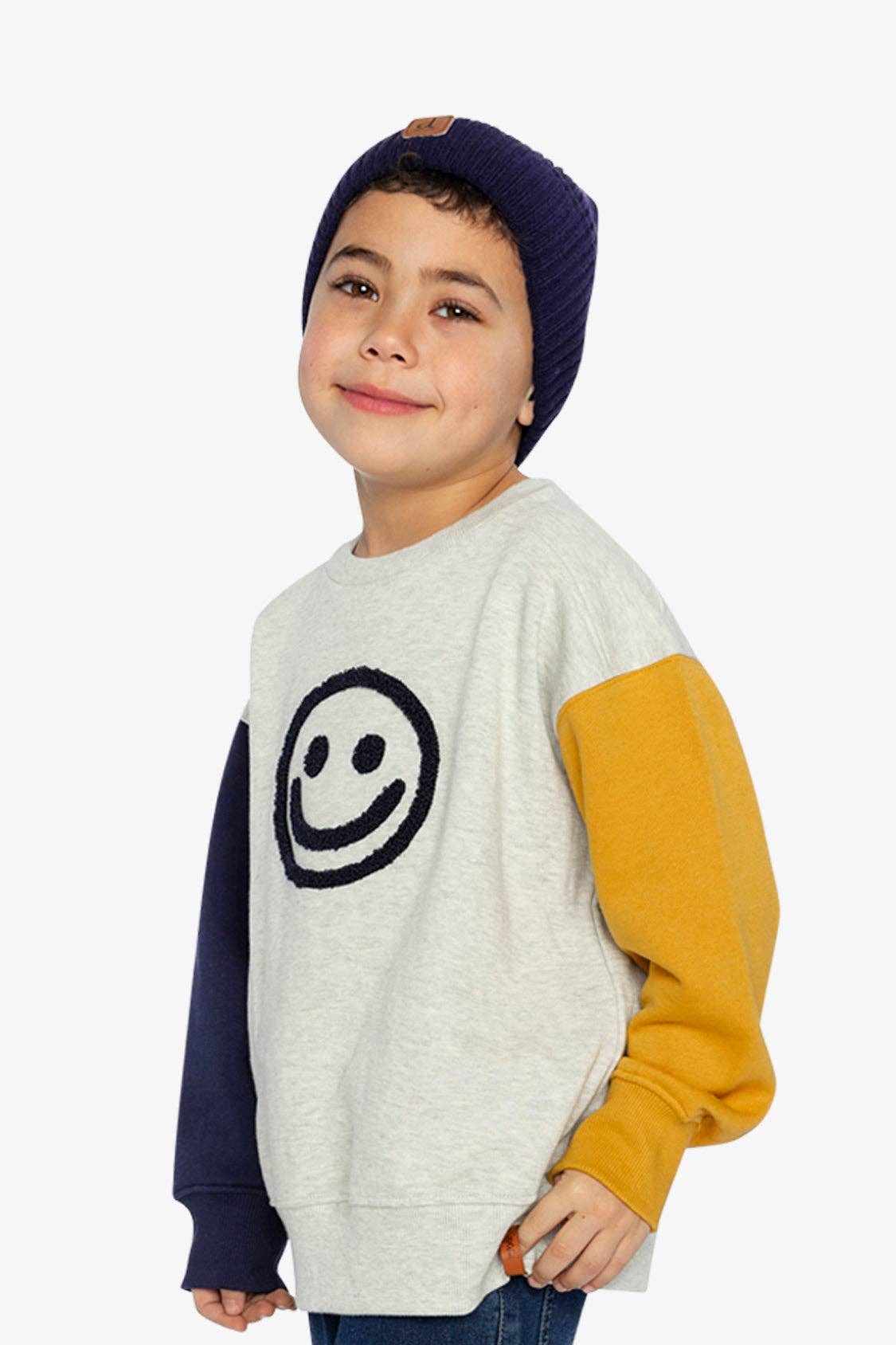 Fleece Sweatshirt Heather Grey, Yellow And Blue: 5