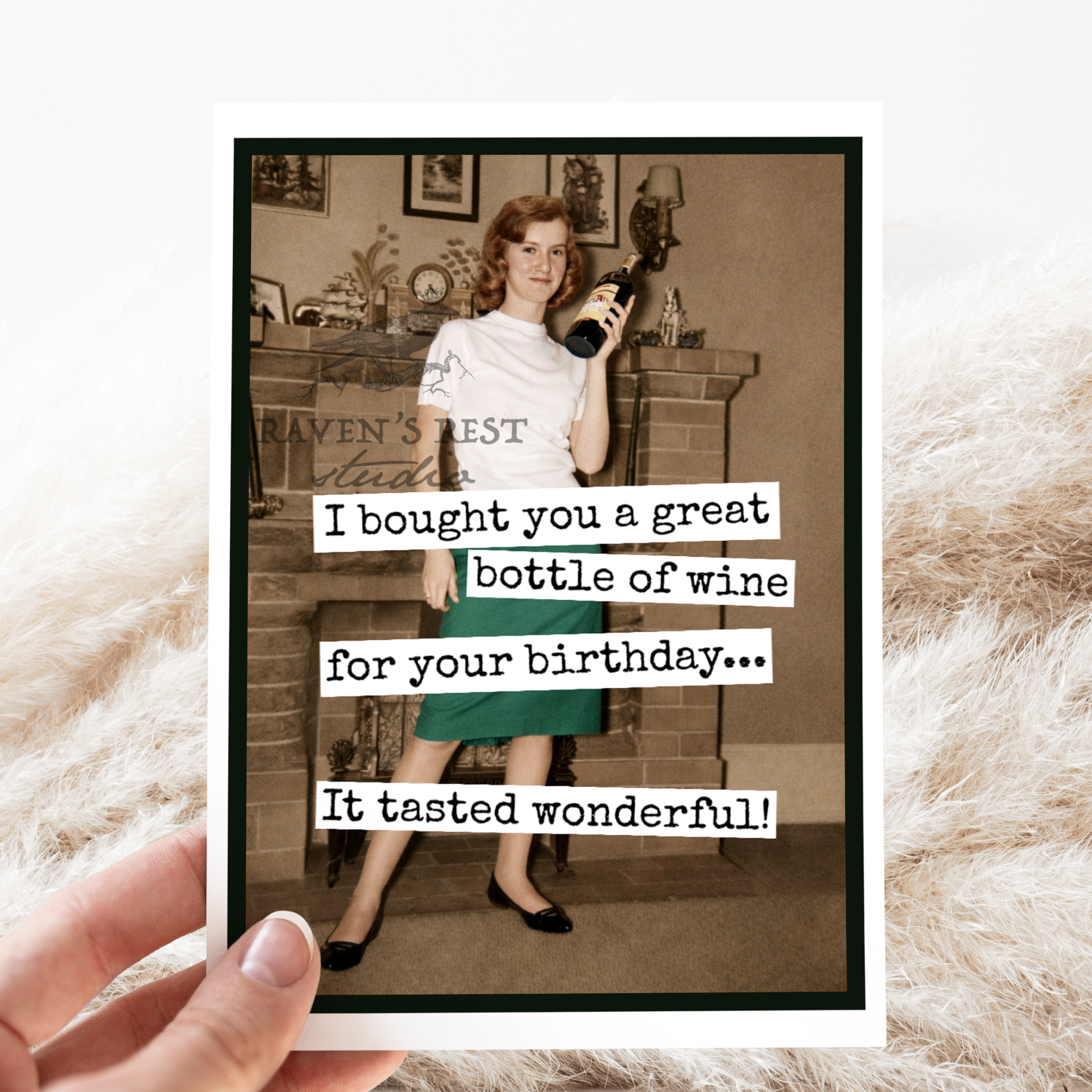 Birthday Card. Great Bottle Of Wine For Your Bday... Vintage