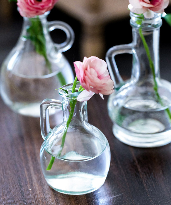 Glass Bud Vase with Handle,  Mini Glass Flower Pot, Clear: Mixture (Random)