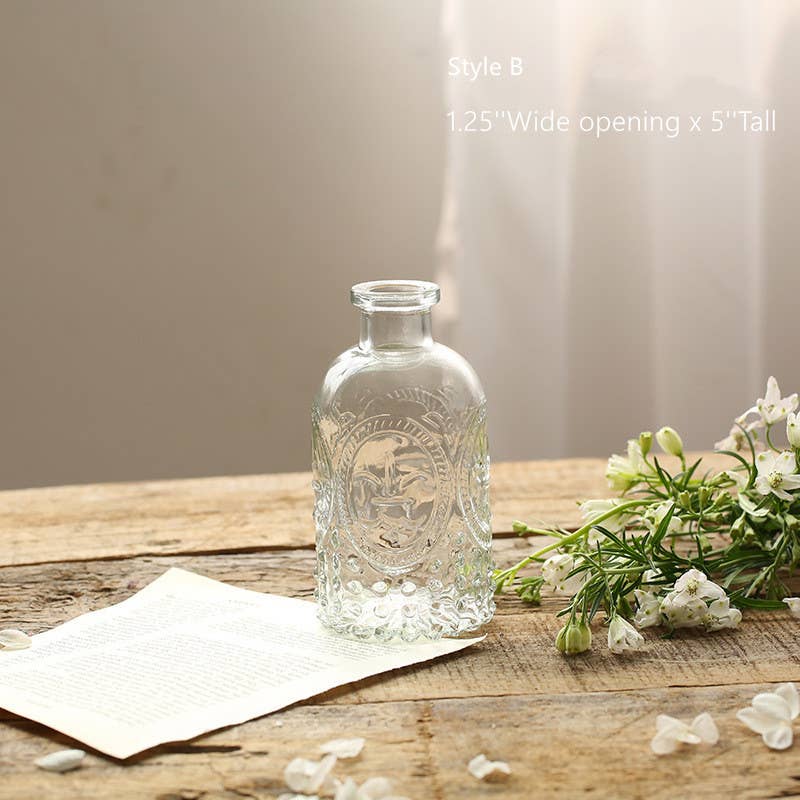 Bud Vases for Centerpiece, Rustic Decorative Vases, Clear: Style B