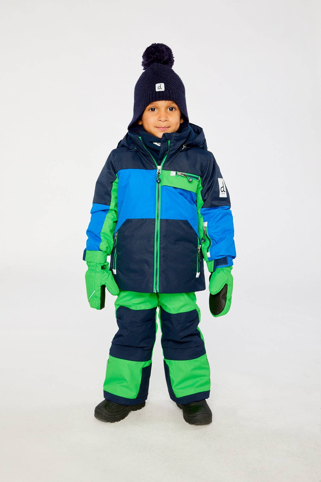 Two Piece Play Snowsuit Royal Blue And Green Colorblock: 6