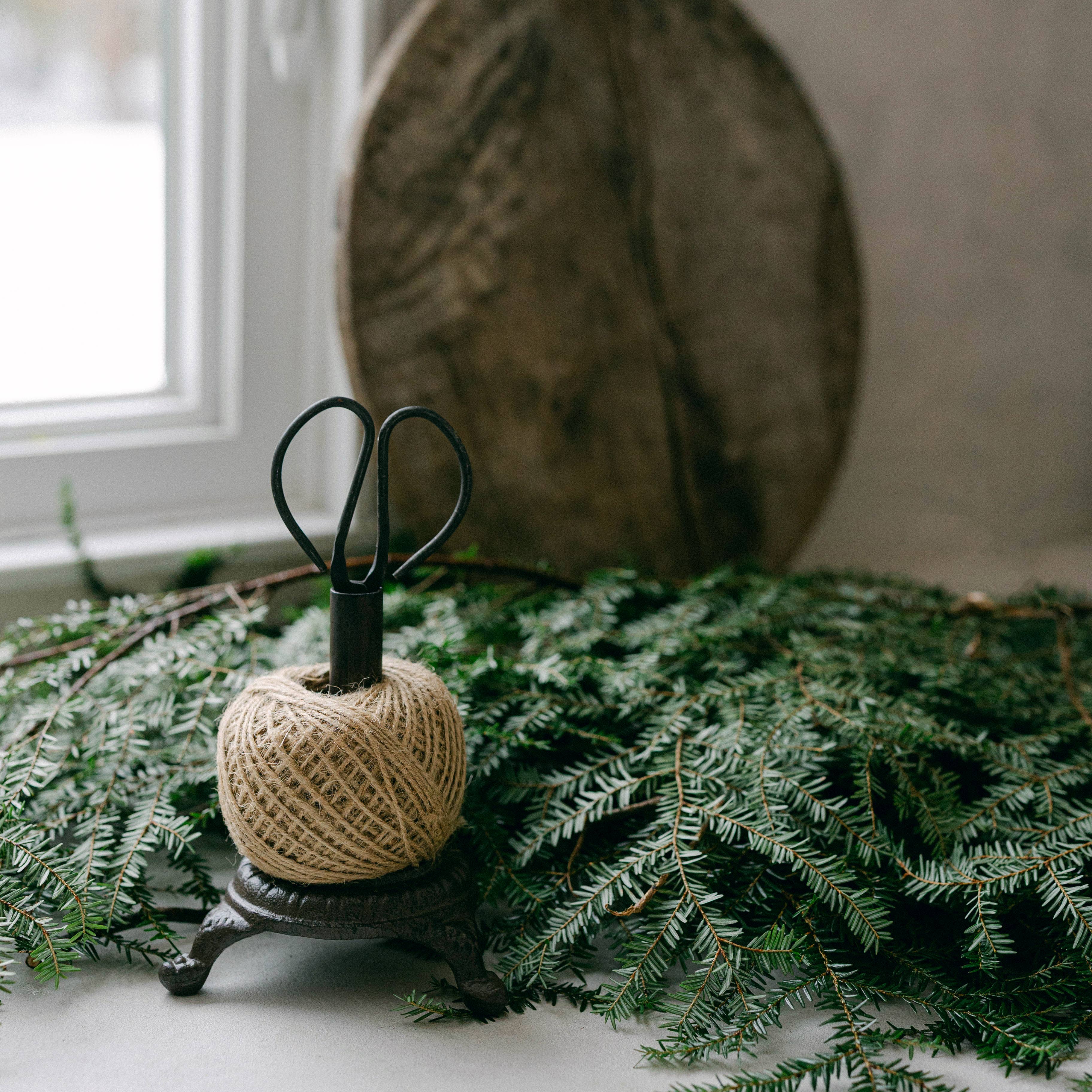 Cast Iron Twine Holder with Scissors