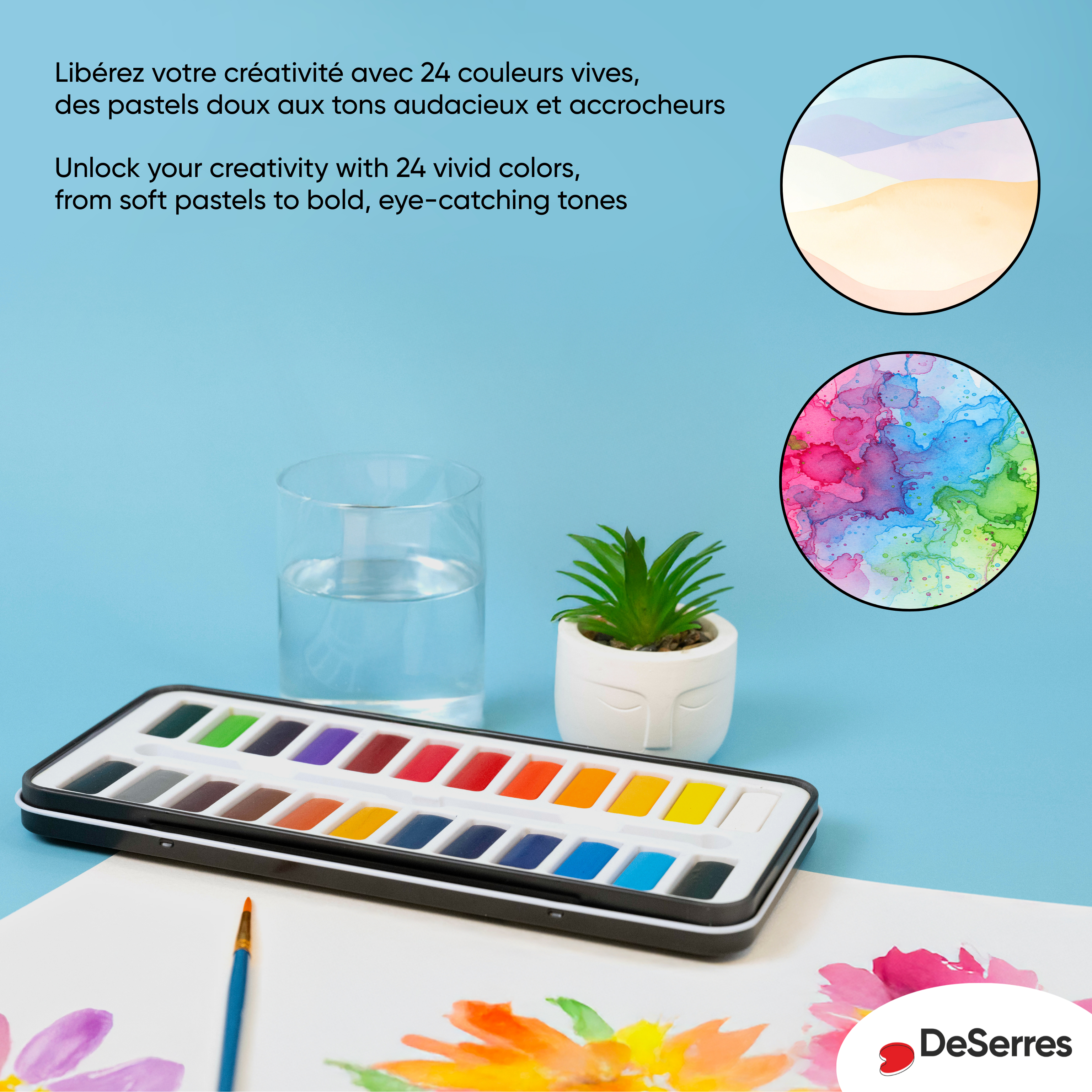 WATERCOLOUR KIT- 24 HALF PANS