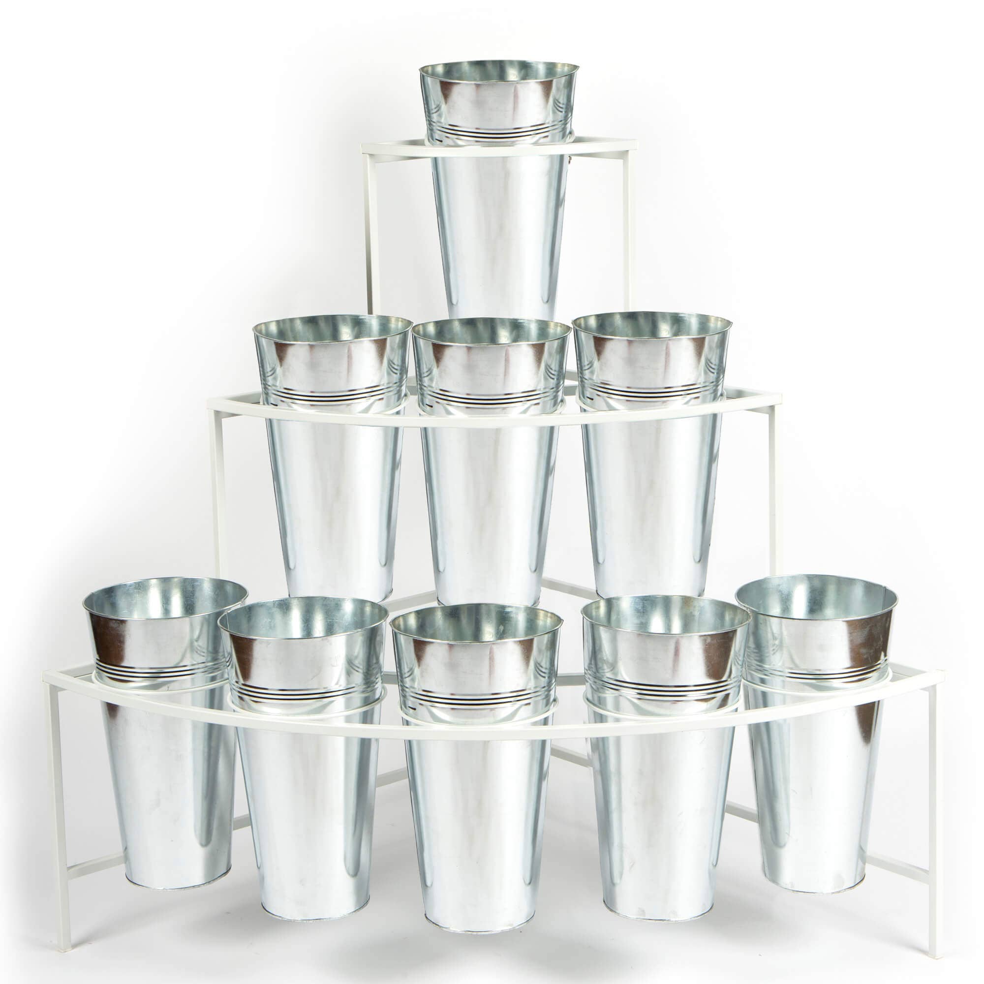 METAL CORNER CUT FLOWER DISPLAY STAND 9 POTS