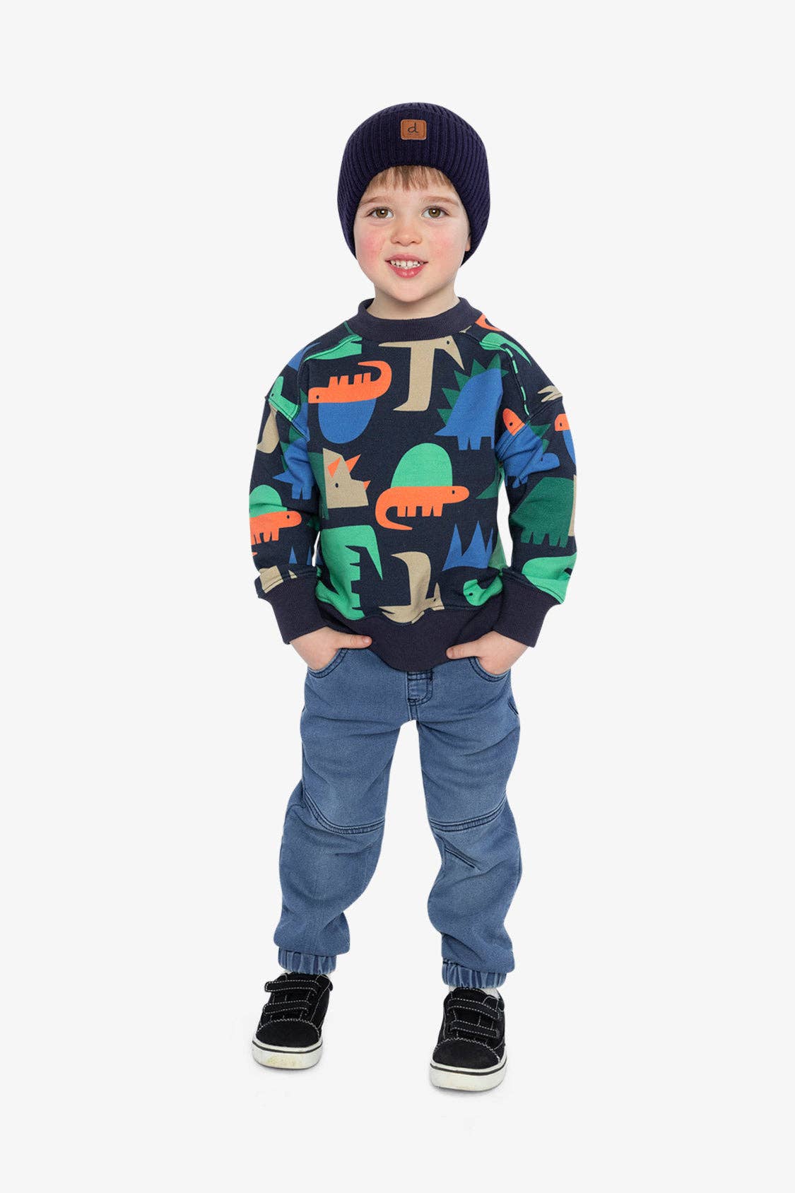 Fleece Sweatshirt Blue Dinosaur Print: 2