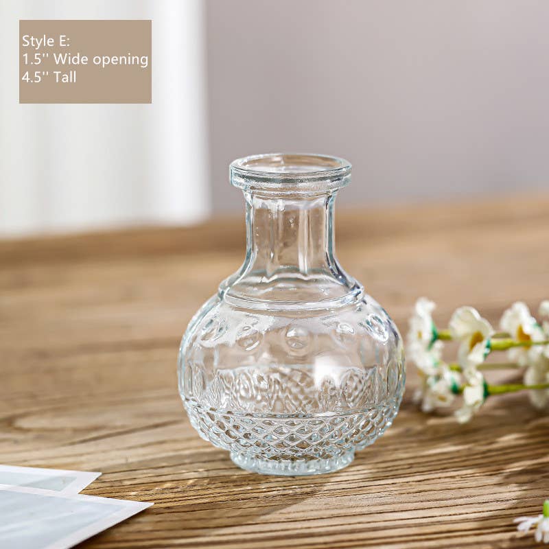 Bud Vases for Centerpiece, Rustic Decorative Vases, Clear: Style B