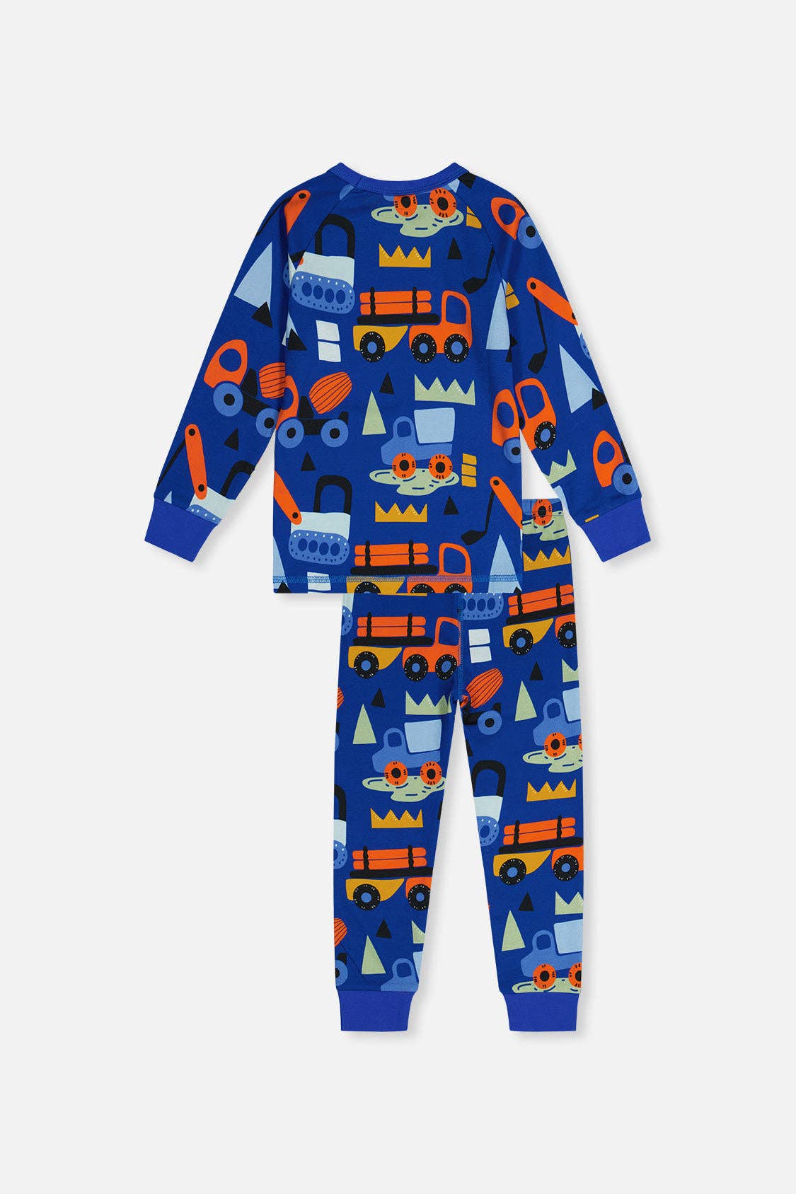 Organic Cotton Two Piece Pajama Set Blue Truck Print: 4