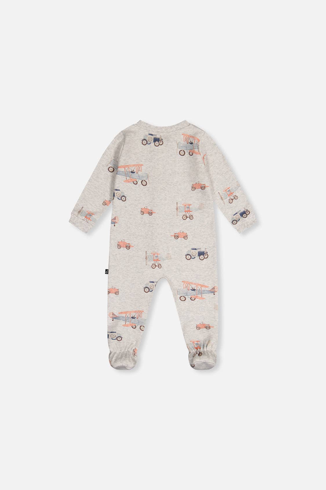 Baby Organic Cotton One Piece Pajama Beige Airplane Print: 12m