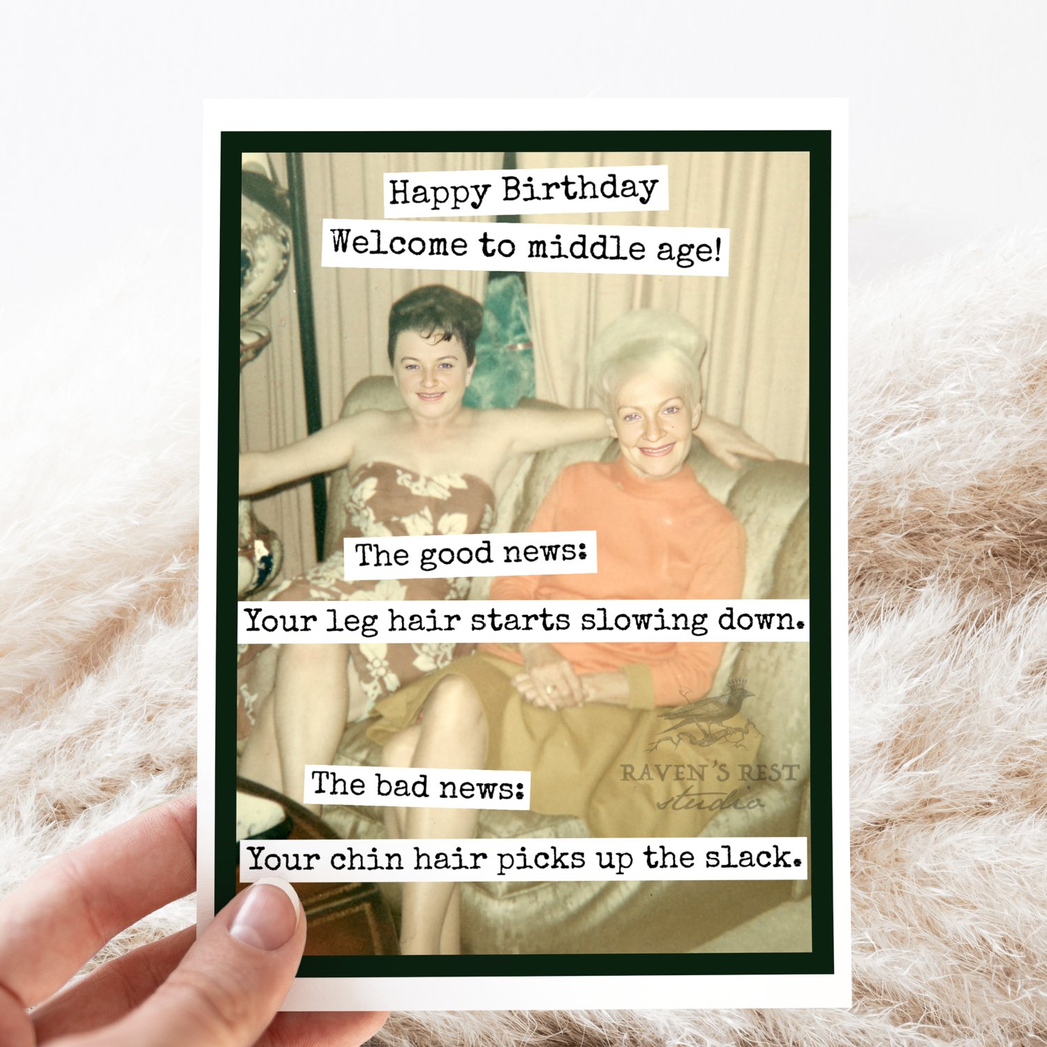 Birthday Card. Welcome to Middle Age. Chin Hair. Vintage.