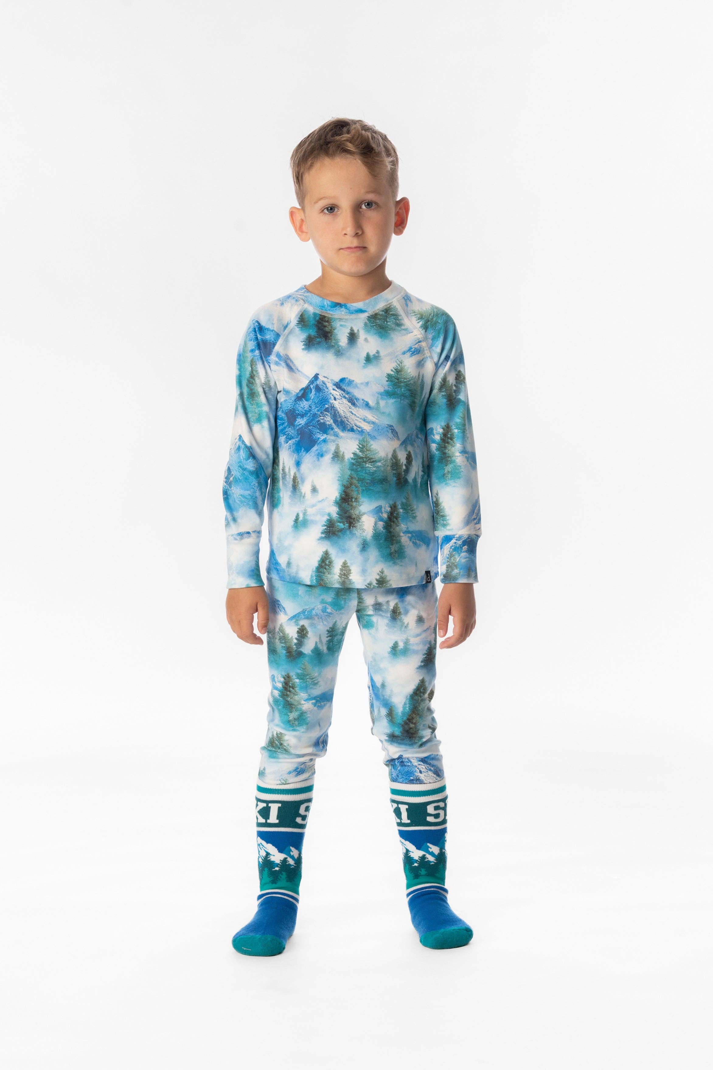 Two Piece Thermal Underwear Blue Mountain Print: 4