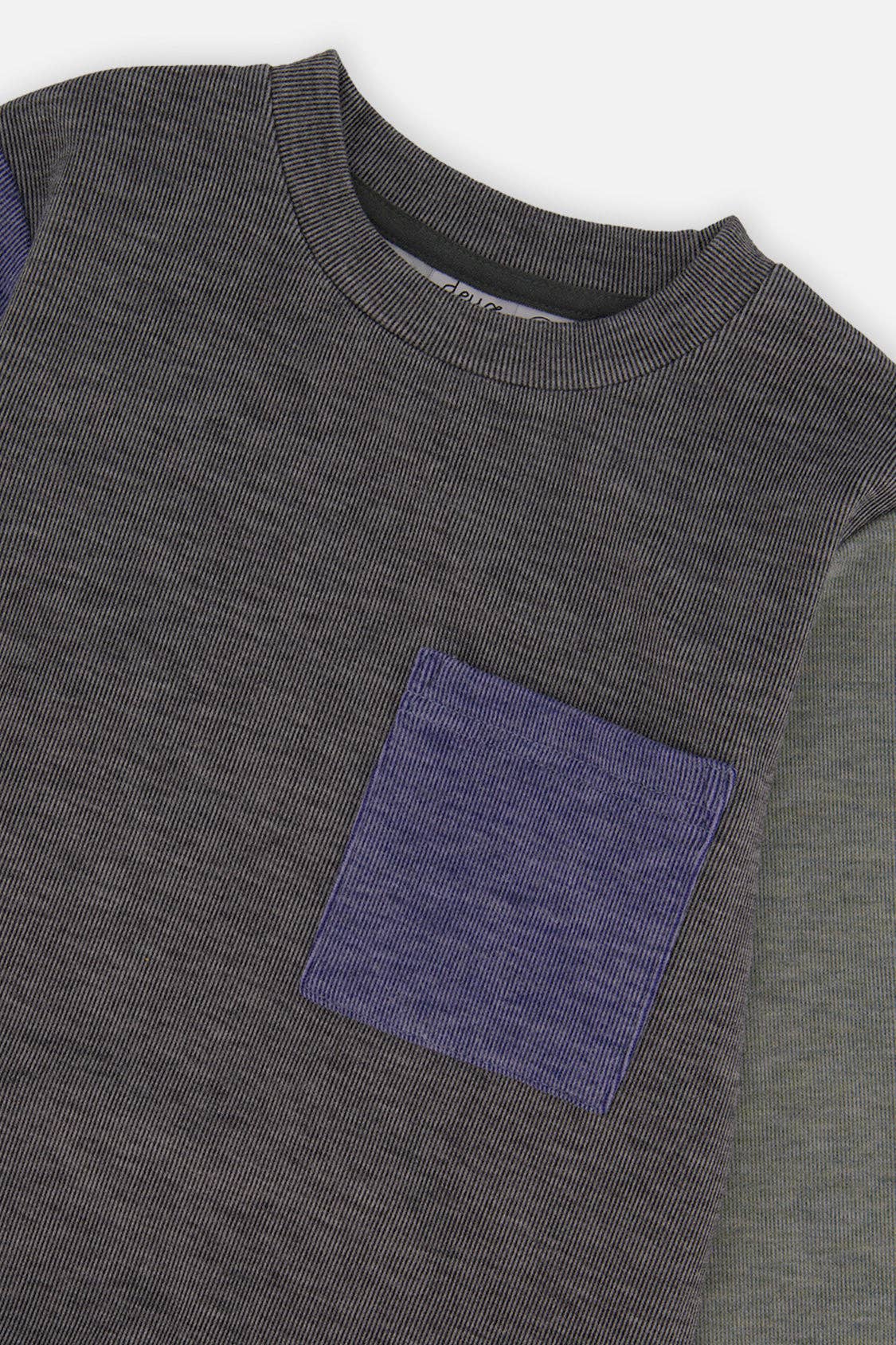 Colorblock Brushed Jersey Top With Chest Pocket Grey Brown: 5