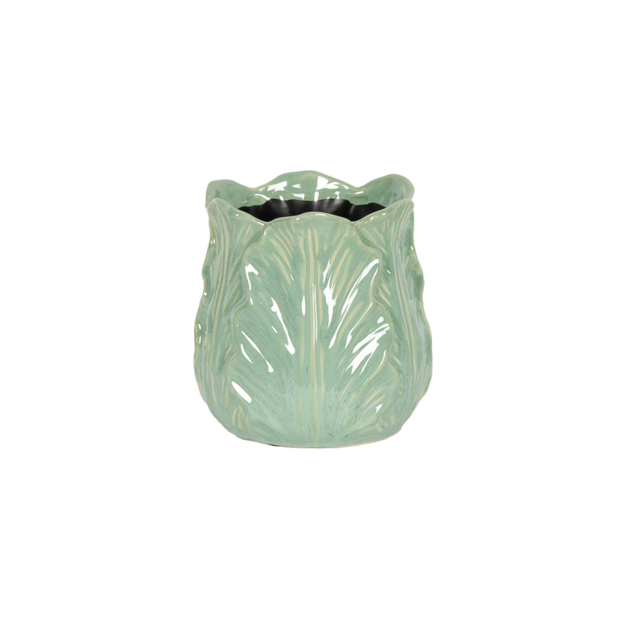 GREEN CABBAGE POT LARGE: Ceramic