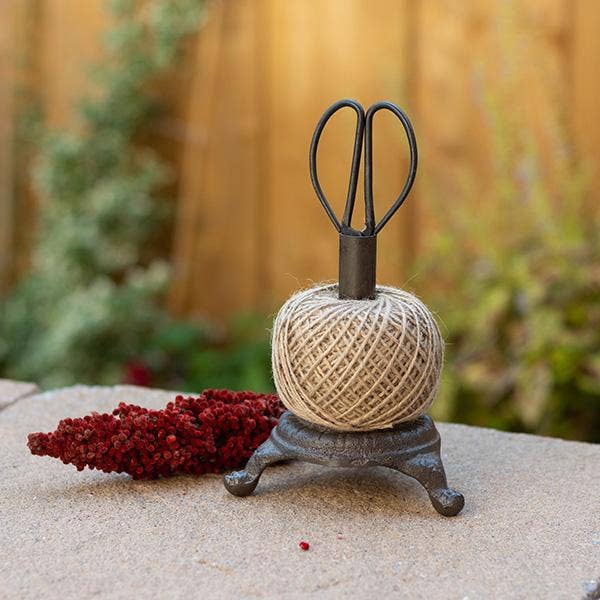 Cast Iron Twine Holder with Scissors
